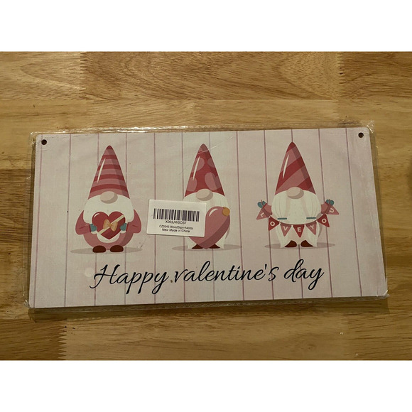 Happy Valentines Day Gnome Sign, Hanging Decor, Love, Pink Wall Art - Picture 1 of 9